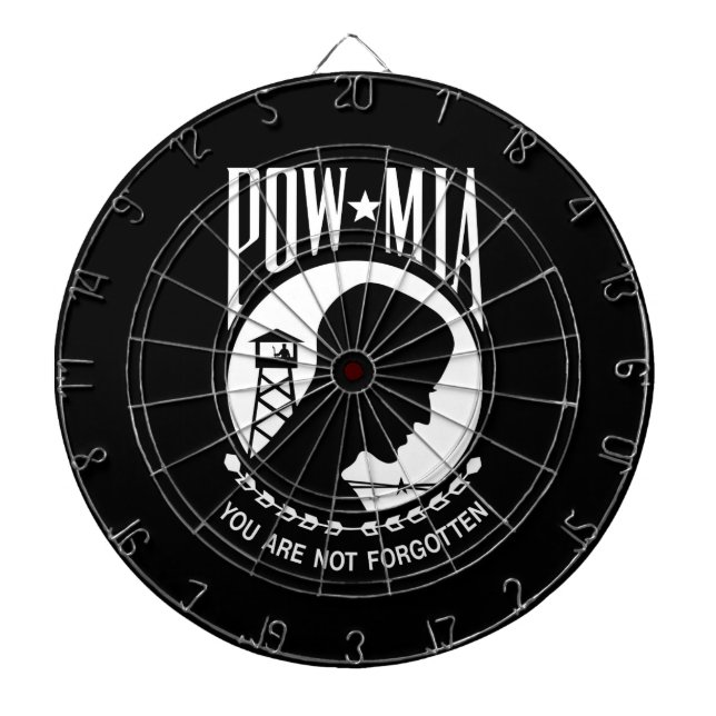 POW MIA Flag: Missing Soldiers of Vietnam War, WW2 Dartboard (Front)