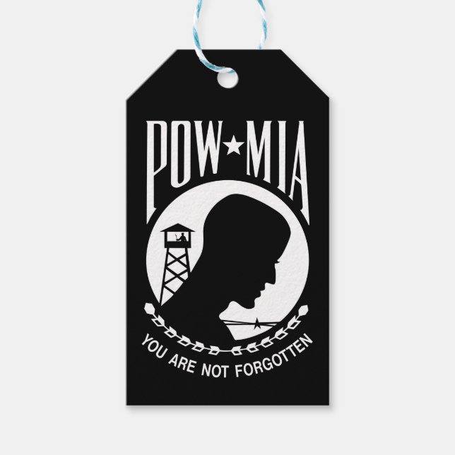 POW MIA Flag: Missing Soldiers of Vietnam War, WW2 Gift Tags (Front)