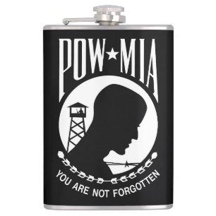 POW MIA Flag: Missing Soldiers of Vietnam War, WW2 Hip Flask