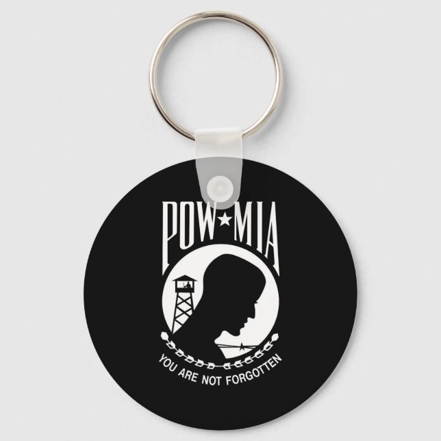 POW MIA Flag: Missing Soldiers of Vietnam War, WW2 Key Ring (Front)