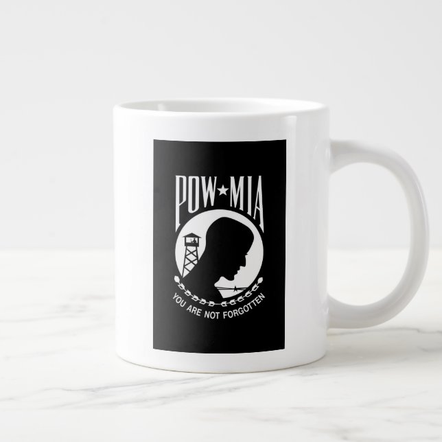 POW MIA Flag: Missing Soldiers of Vietnam War, WW2 Large Coffee Mug (Right)