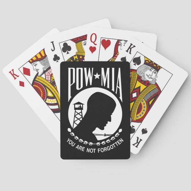POW MIA Flag: Missing Soldiers of Vietnam War, WW2 Playing Cards (Back)
