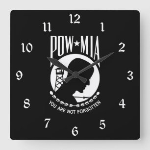 POW MIA Flag: Missing Soldiers of Vietnam War, WW2 Square Wall Clock