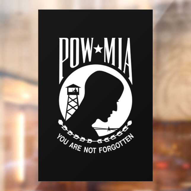 POW MIA Flag: Missing Soldiers of Vietnam War, WW2 Window Cling (Sheet 2)