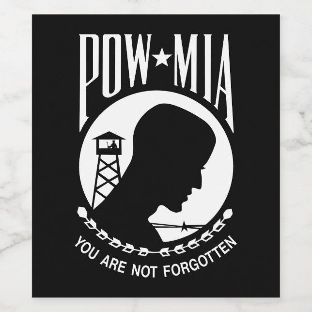 POW MIA Flag: Missing Soldiers of Vietnam War, WW2 Wine Label (Single Label)