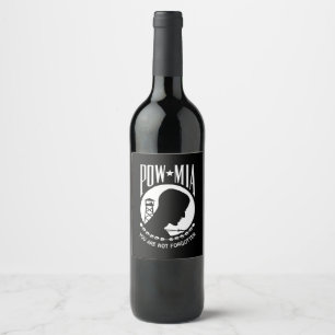 POW MIA Flag: Missing Soldiers of Vietnam War, WW2 Wine Label