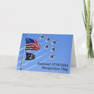 POW MIA Flag, USA Flag & The Thunderbirds Card