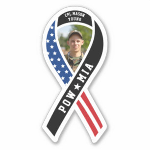 POW/MIA Military Black Ribbon Flag Custom Photo
