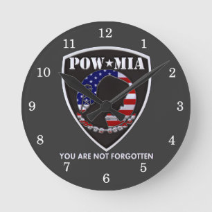 POW MIA - Shield Round Clock