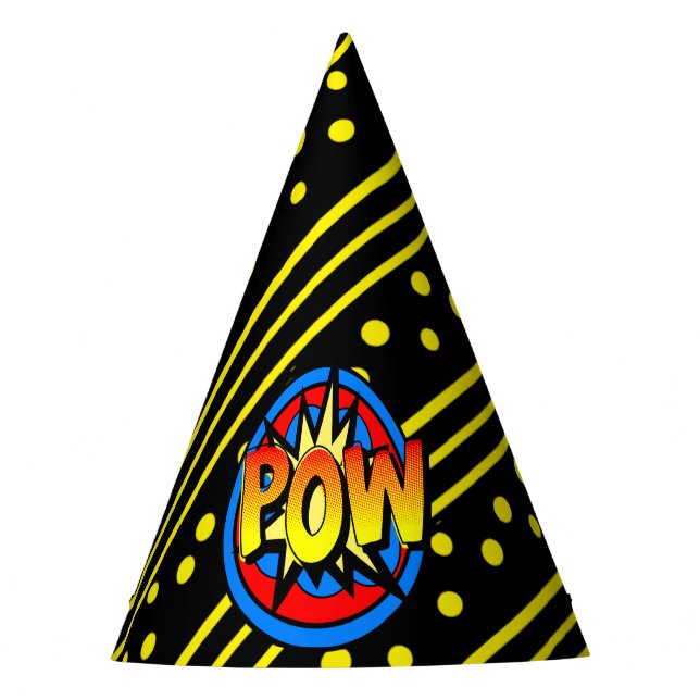 Pow Pop Art Cartoon Superpower Birthday Hat (Front)