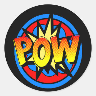Pow  Pop Art Superpower Hero Birthday Stickers