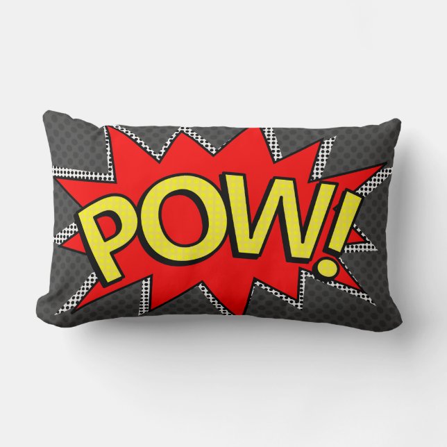 POW! - Superhero Comic Book Bubble - Custom BG Lumbar Cushion (Front)
