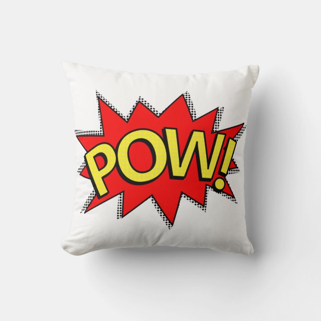 POW! - Superhero Comic Book Red/Yellow Bubble Cushion (Front)