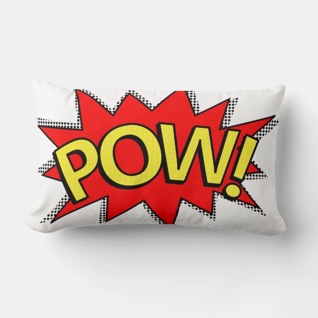 POW! - Superhero Comic Book Red/Yellow Bubble Lumbar Cushion (Front)