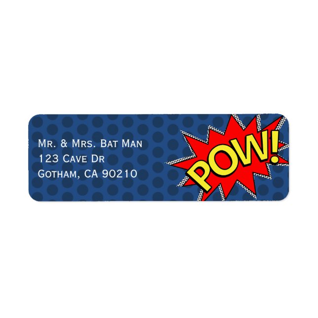 POW! - Superhero Comic Book Style Dark Blue Dotted (Front)