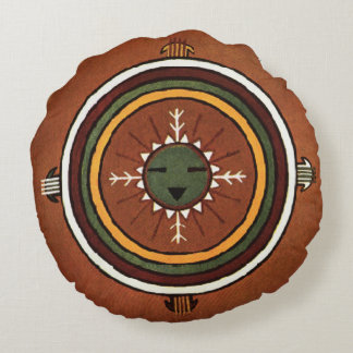 Powalawu Native American Sandpainting Round Cushion