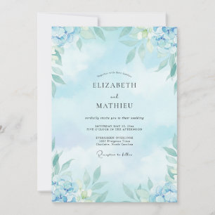 Powder Aqua Painted Wedding Invitation