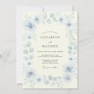 Powder Azure Peony Wedding Invitation