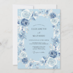 Powder Azure Petal Wedding Invitation