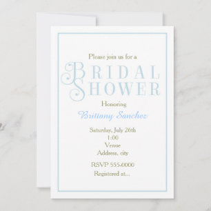 Powder Baby Blue Bridal Shower Classy Invitation