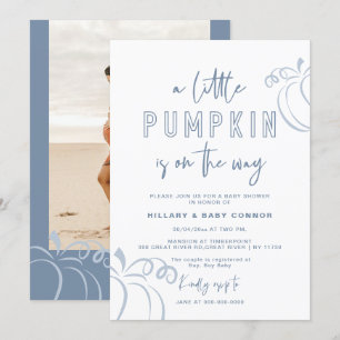 Powder Blue A Little Pumpkin Baby Shower Invitation