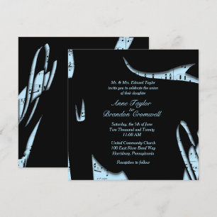 Powder Blue Abstract Music Wedding Invitation
