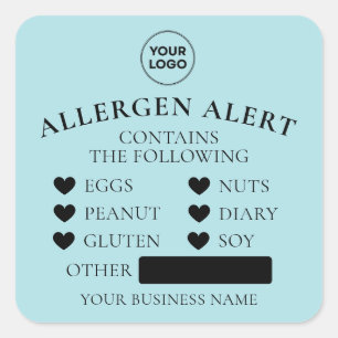 Powder Blue Allergy Alert Bakery Cake Food Sticker