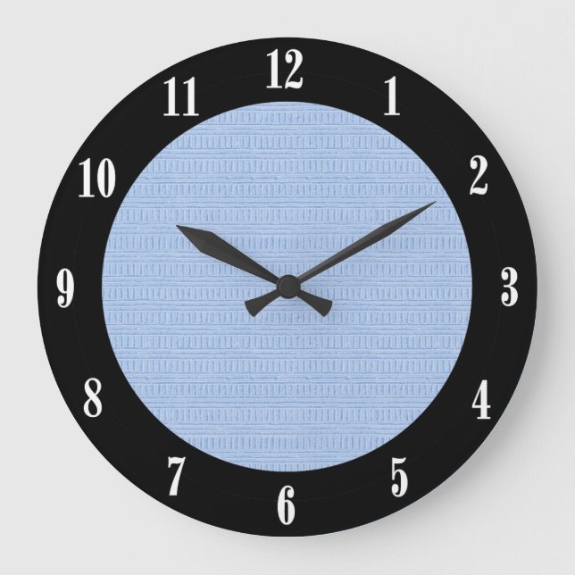 Powder Blue and Black Modern Wall Clock (Front)
