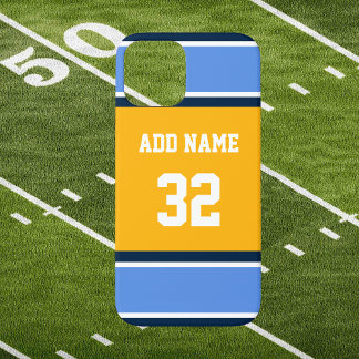 Powder Blue and Gold Sports Stripe  iPhone 15 Case