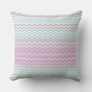 Powder Blue and Thistle Zigzags Cushion