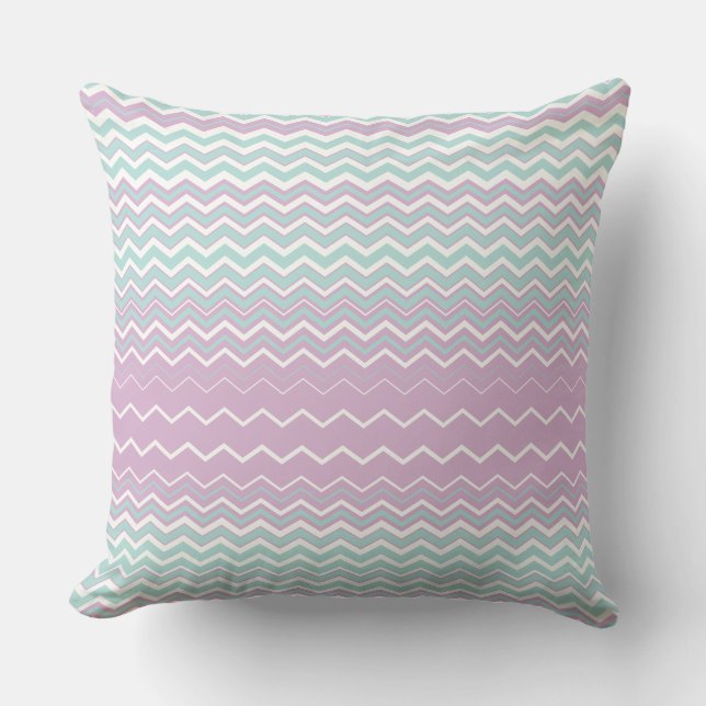 Powder Blue and Thistle Zigzags   Cushion (Front)