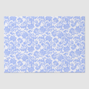 Powder Blue and White Floral Damask Tissue Paper