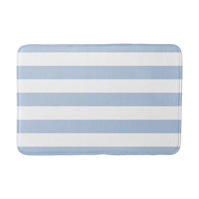 Powder Blue and White Striped Bath Mat (Front)