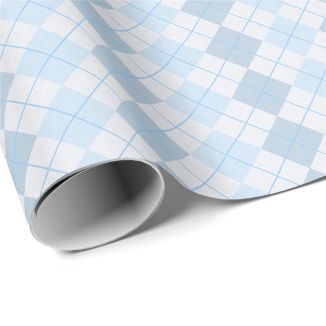 Powder Blue Argyle Wrapping Paper (Roll Corner)