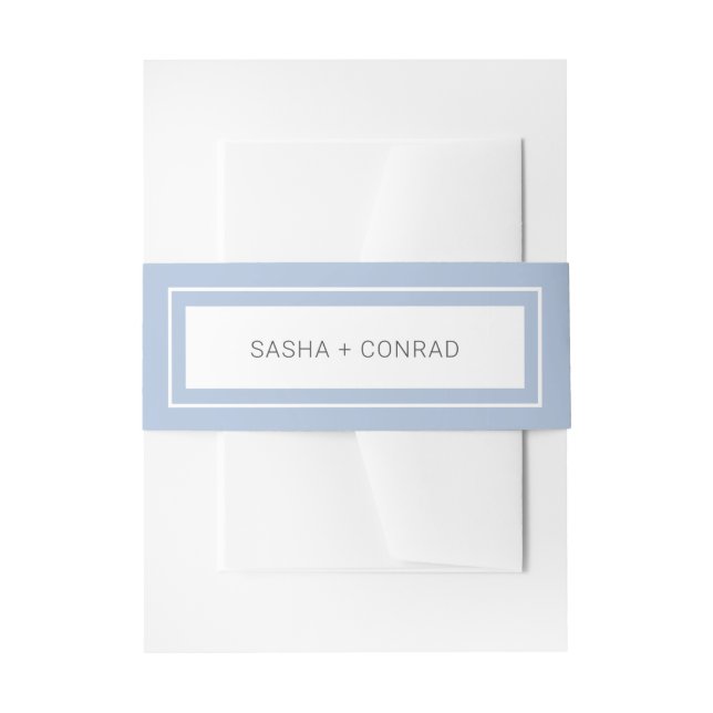Powder Blue Bold Border Modern Wedding Invitation Belly Band (Front Example)