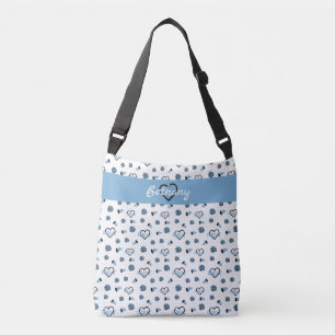 Powder Blue Cheer Hearts, Pom Poms, Megaphone Crossbody Bag