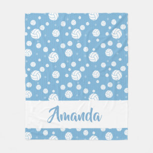 Powder Blue Chevron Volleyball Pattern Fleece Blanket