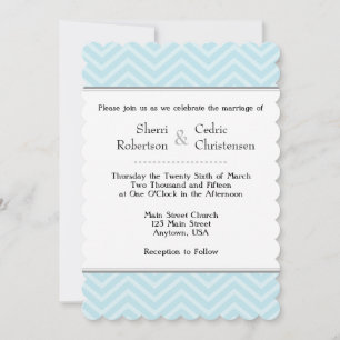 Powder Blue Chevron Wedding Invitations