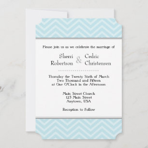 Powder Blue Chevron Wedding Invitations