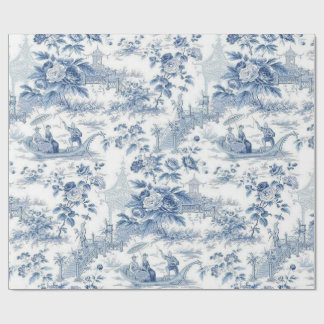 Powder Blue Chinoiserie Toile Wrapping Paper