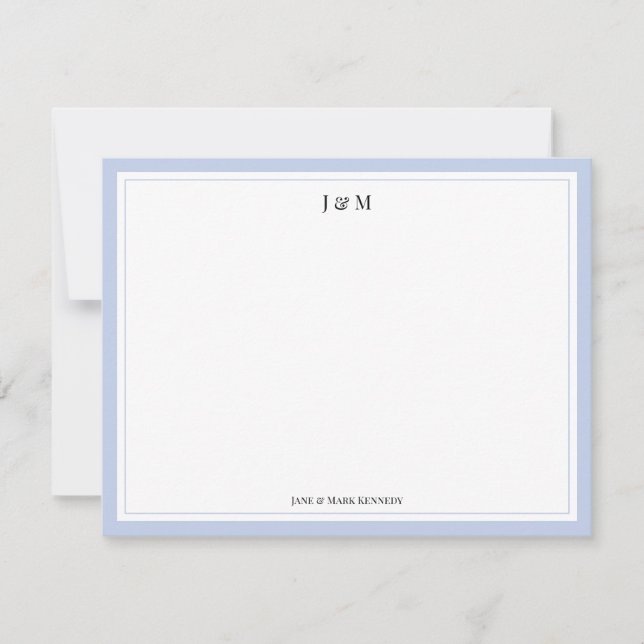 Powder Blue Classic Custom Couple Monogram  Card (Front)