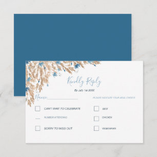Powder Blue Country Fields Wedding RSVP Card