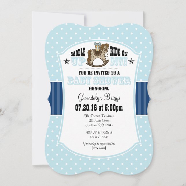 Powder Blue Cowboy Baby Shower Invitation (Front)