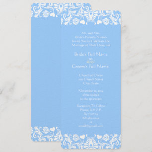 Powder Blue  Damask Wedding Invitation