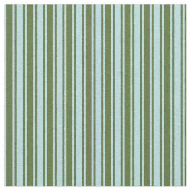 Powder Blue & Dark Olive Green Lines Fabric (Close Up)