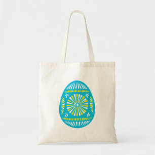 Powder blue decorated easter egg tote bag