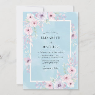 Powder Blue Delicate Blossom Wedding Invitation