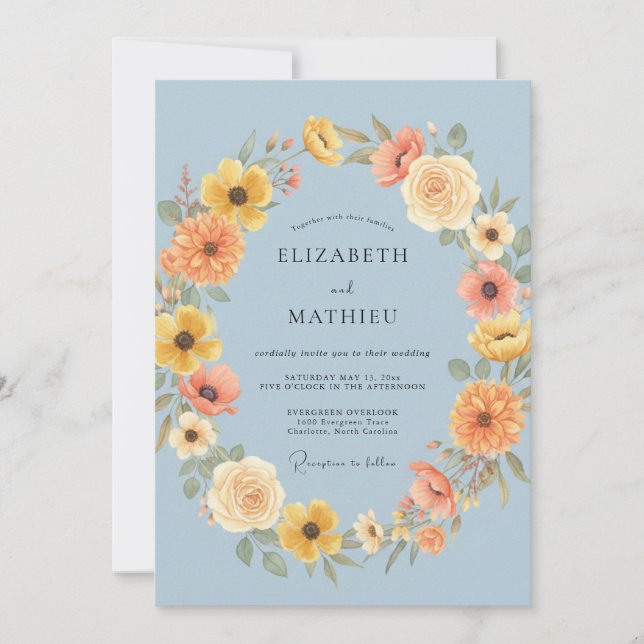 Powder Blue Delightful Spring Wedding Invitation (Front)