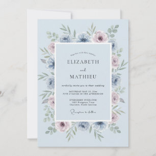 Powder Blue Dewy Spring Wedding Invitation