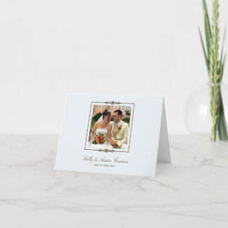 Powder blue elegance square frame photo thank you card